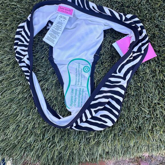 NWT Kate Spade Black and White Zebra Print bikini bottom in Size M Mob Wife - Picture 4 of 4